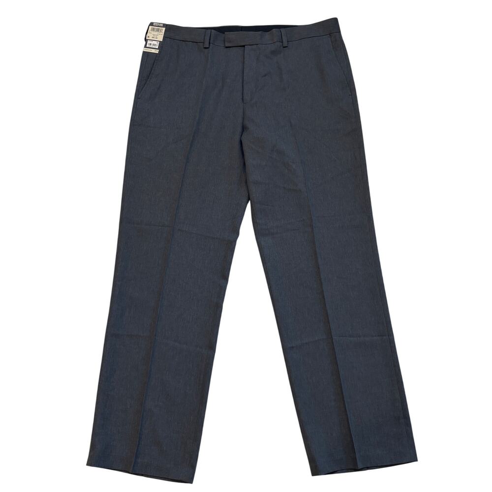 Kenneth Cole Reaction Dress Pants Men 40x32 Gray Trouser Straight Leg Flat Front